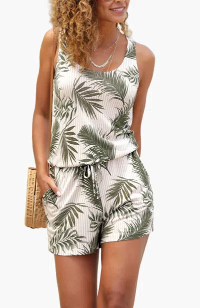 Lascana Sleeveless Print Romper In Brown