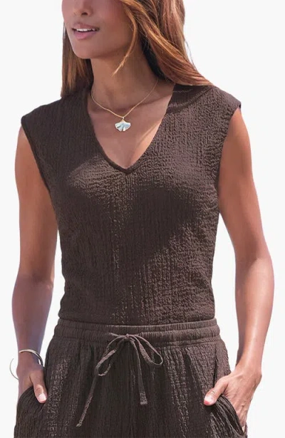 Lascana Sleeveless Textured Top In Brown