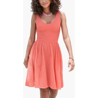 Lascana Smocked V-neck Dress In Orange
