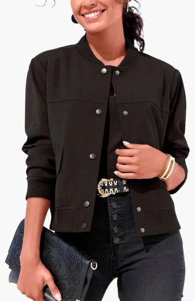 Lascana Snap Front Bomber Jacket In Black