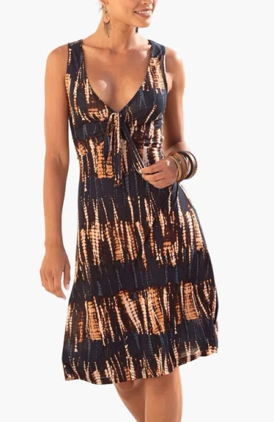 Lascana Strap Detail Printed Dress In Black