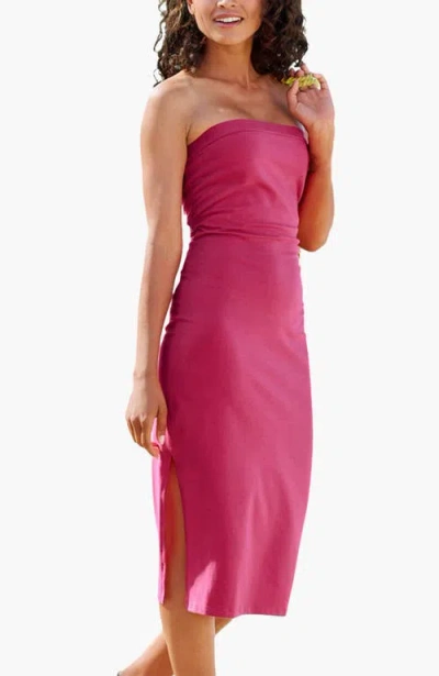 Lascana Strapless Back Cutout Dress In Pink