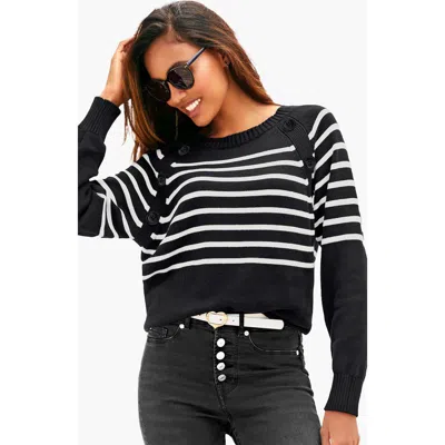 Lascana Striped Button Detail Sweater In Black