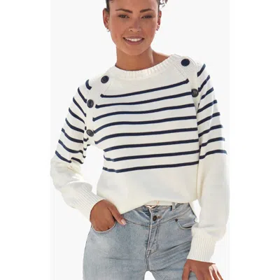 Lascana Striped Button Detail Sweater In Multi