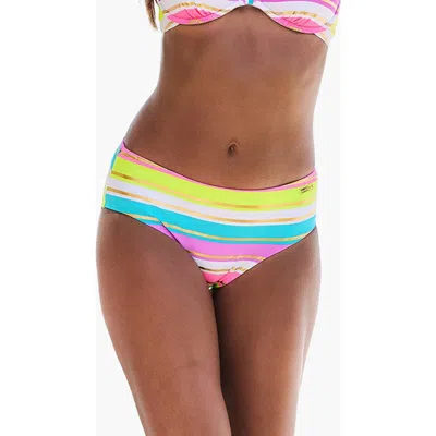 Lascana Striped Mid Rise Bikini Bottom In Multi