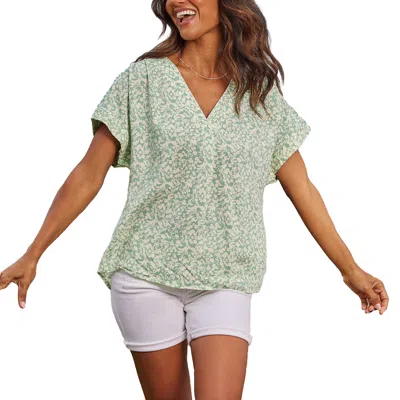 Lascana Striped V-neck Blouse Summery Vertical Blue White Stripes Shirt Top Womens In Green