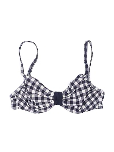 Pre-owned Lascana Swimsuit Top Blue Checkered/gingham Pattern Swimwear