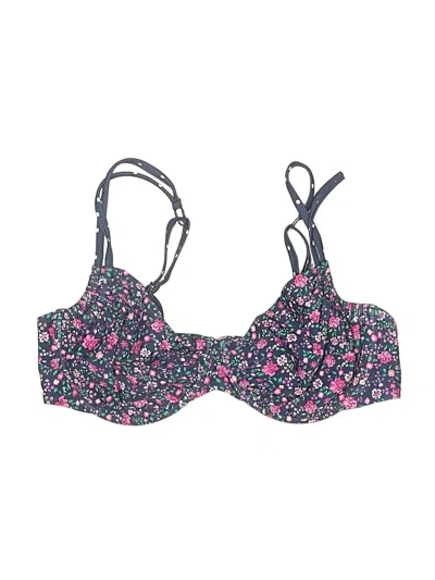 Pre-owned Lascana Swimsuit Top Blue Floral Pattern Swimwear