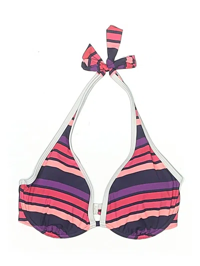 Pre-owned Lascana Swimsuit Top Purple Stripes Pattern Swimwear
