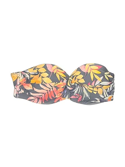 Pre-owned Lascana Swimsuit Top Yellow Tropical Pattern Swimwear