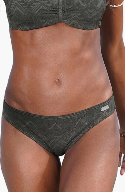 Lascana Textured Classic Bikini Bottom In Green