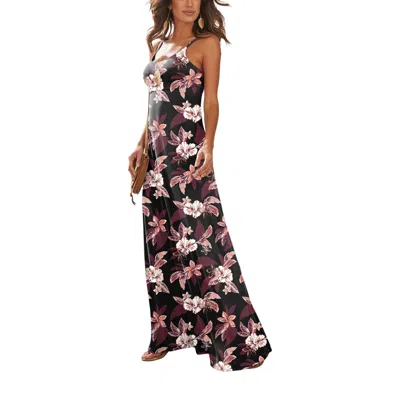 Lascana Tie Back Maxi Dress Wine Multi