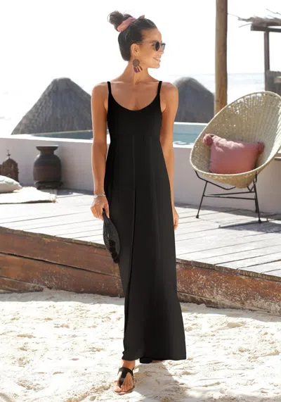 Lascana Tie Back Maxi Dress Wine Multi In Black