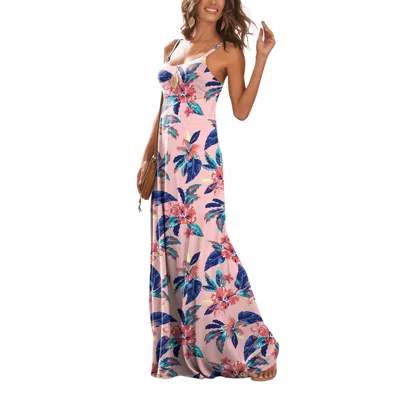 Lascana Tie Back Maxi Dress Wine Multi In Pink