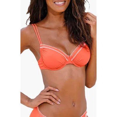 Lascana Trimmed Underwire Bikini Top Size 36d In Orange