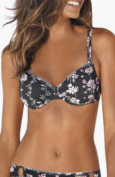 Lascana Trimmed Underwire Bikini Top Size 40d In Black