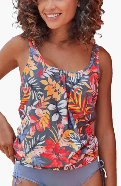 Lascana Tropical Print Loose Tankini Top In Multi