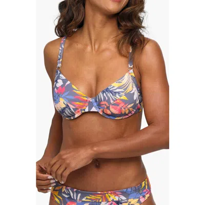 Lascana Tropical Print Underwire Bikini Top Size 38dd In Multi