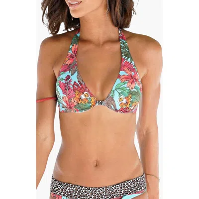 Lascana Tropical Underwire Bikini Top Size 40dd In Multi