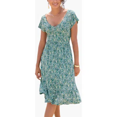 Lascana V-neck Flounce Dress In Green