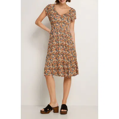 Lascana V-neck Flounce Dress In Brown