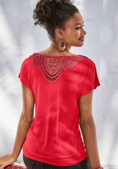 Lascana Women's 2-pack Crochet Lace Back Tops In Red