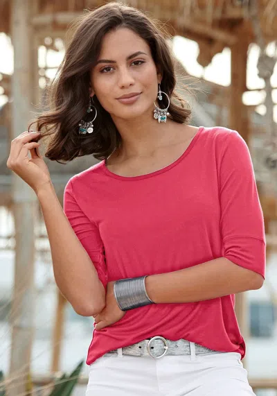 Lascana Women's 2 Pack Round Neckline Tops In Pink