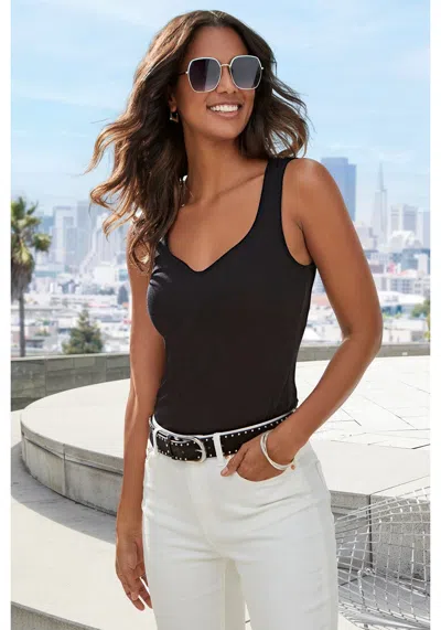 Lascana Women's 2-pack Sweetheart Tank Tops In Black