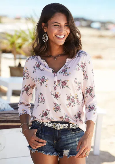 Lascana Women's 2 Pk 3/4 Sleeve Tops In Multi