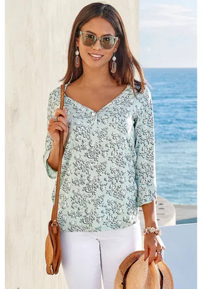 Lascana Women's 2 Pk 3/4 Sleeve V-neck Tops In Multi