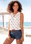 Lascana Women's 2 Pk Sleeveless Keyhole Tops In White