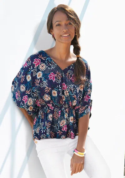 Lascana Women's Allover Pattern Blouse In Blue
