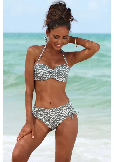 Lascana Women's Animal Print Bandeau Bikini Top In Green