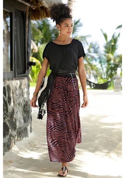 Lascana Women's Animal Print Maxi Skirt