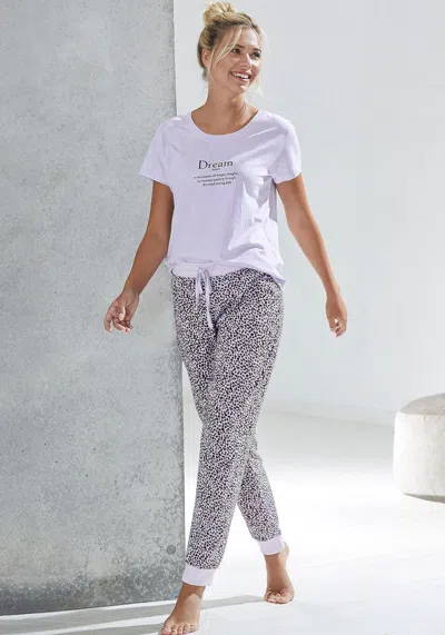 Lascana Women's Animal Print Pajama Pants In Gray