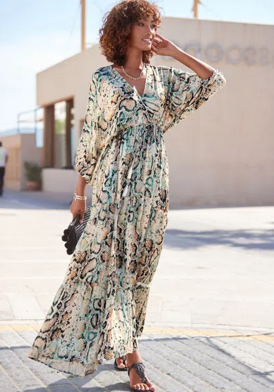 Lascana Women's Animal Print Tiered Maxi Dress In Multi
