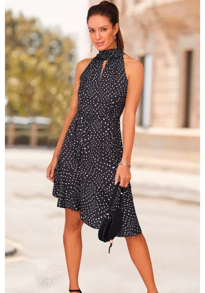 Lascana Women's Asymmetrical Dot Print Dress In Multi