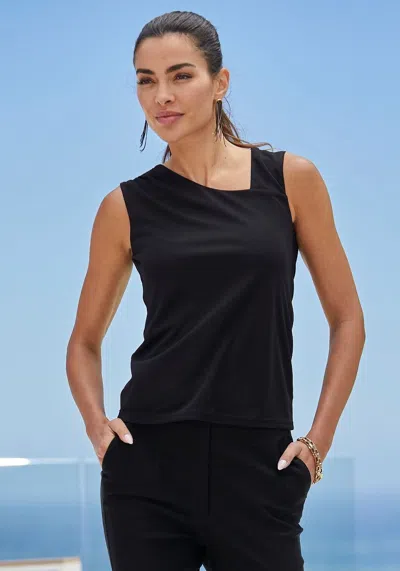 Lascana Women's Asymmetrical Neckline Top In Black