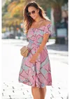 Lascana Women's Boho Off Shoulder Carmen Midi Dress In Multi