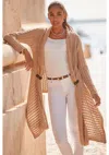 Lascana Women's Buckle Trim Open Cardigan In Beige