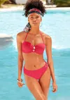 Lascana Women's Button Detail Bandeau Bikini Top In Red