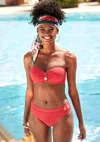 Lascana Women's Button Detail Classic Bikini Bottom In Red