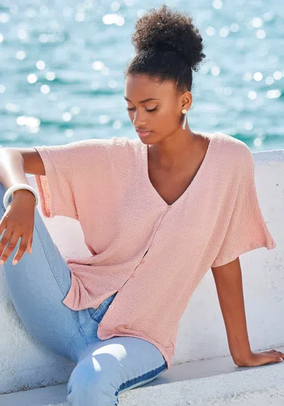 Lascana Women's Button Down V-neck Top In Multi