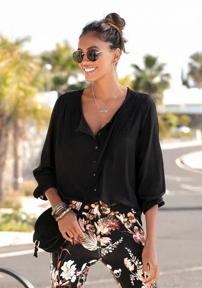 Lascana Women's Button Up Blouse In Black