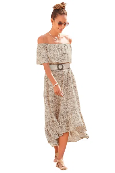 Lascana Women's Carmen Neckline Midi Dress In Multi