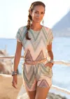 Lascana Women's Chevron Print Romper In Multi