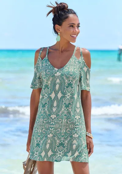 Lascana Cold Shoulder Dress In Green