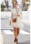 Lascana Women's Crochet Detail Dress In White