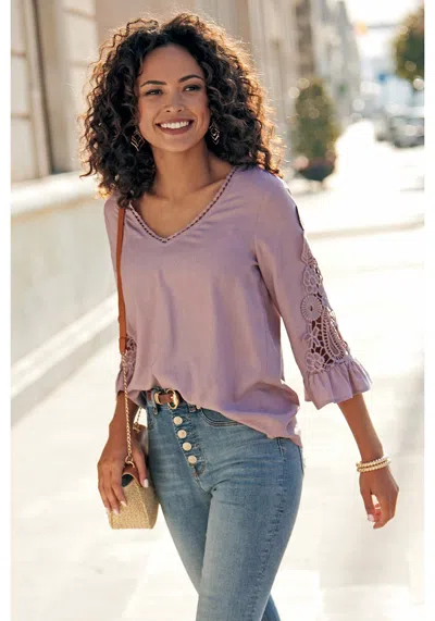 Lascana Women's Crochet Sleeve Blouse