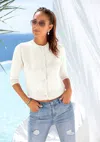Lascana Women's Cropped Button Down Cardigan